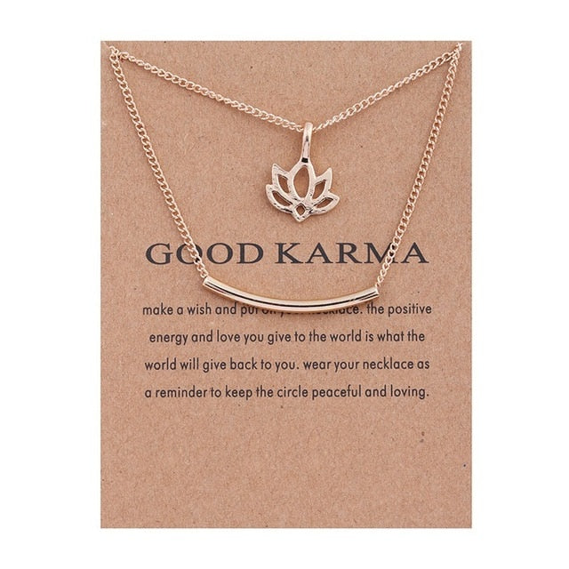 Good Karma Lotus Double Layer Pendant Necklace